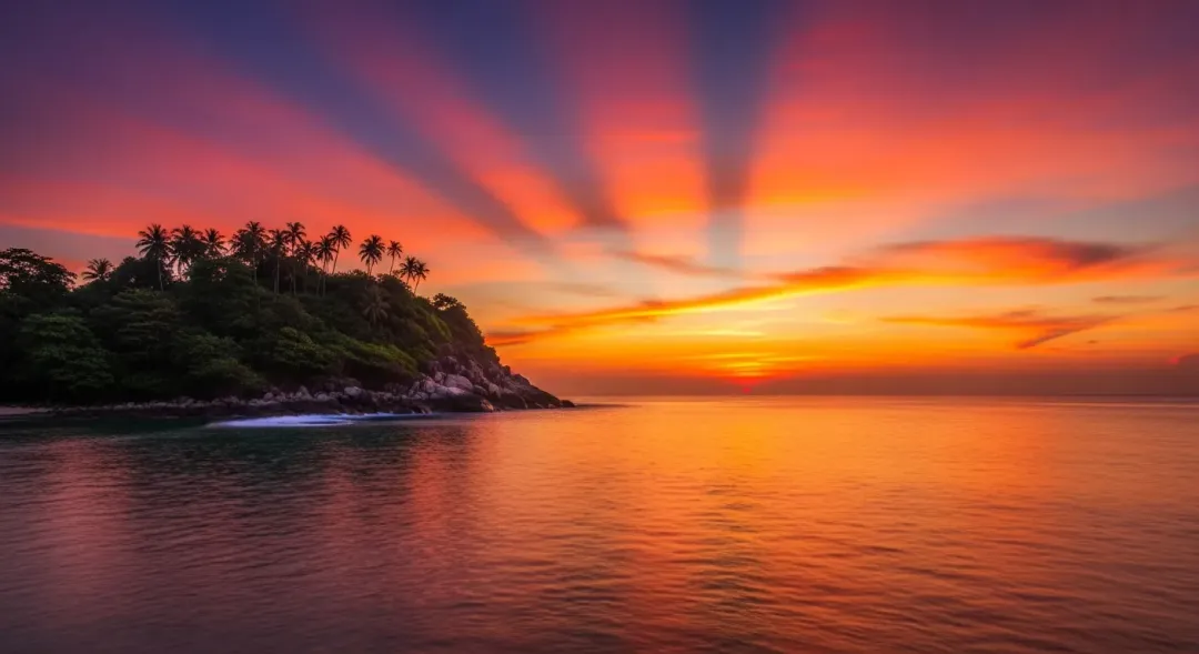 Sunset over water near Phuket