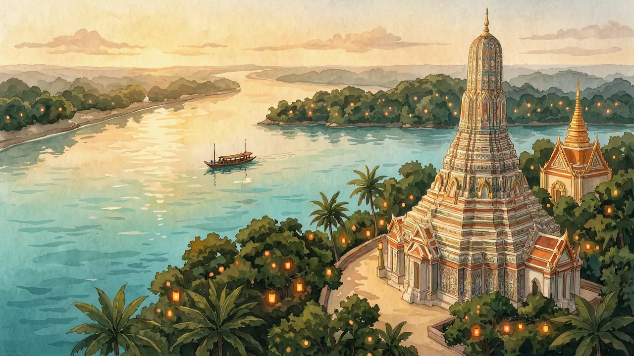 Painted illustration of Bangkok