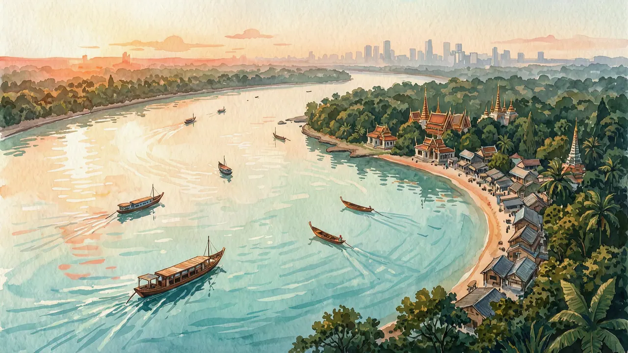 Painted illustration of Bangkok