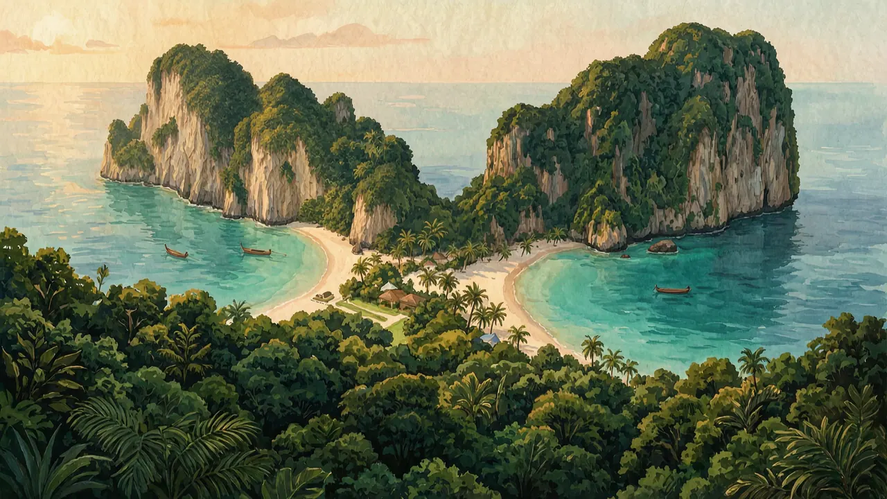 Painted illustration of Phi Phi