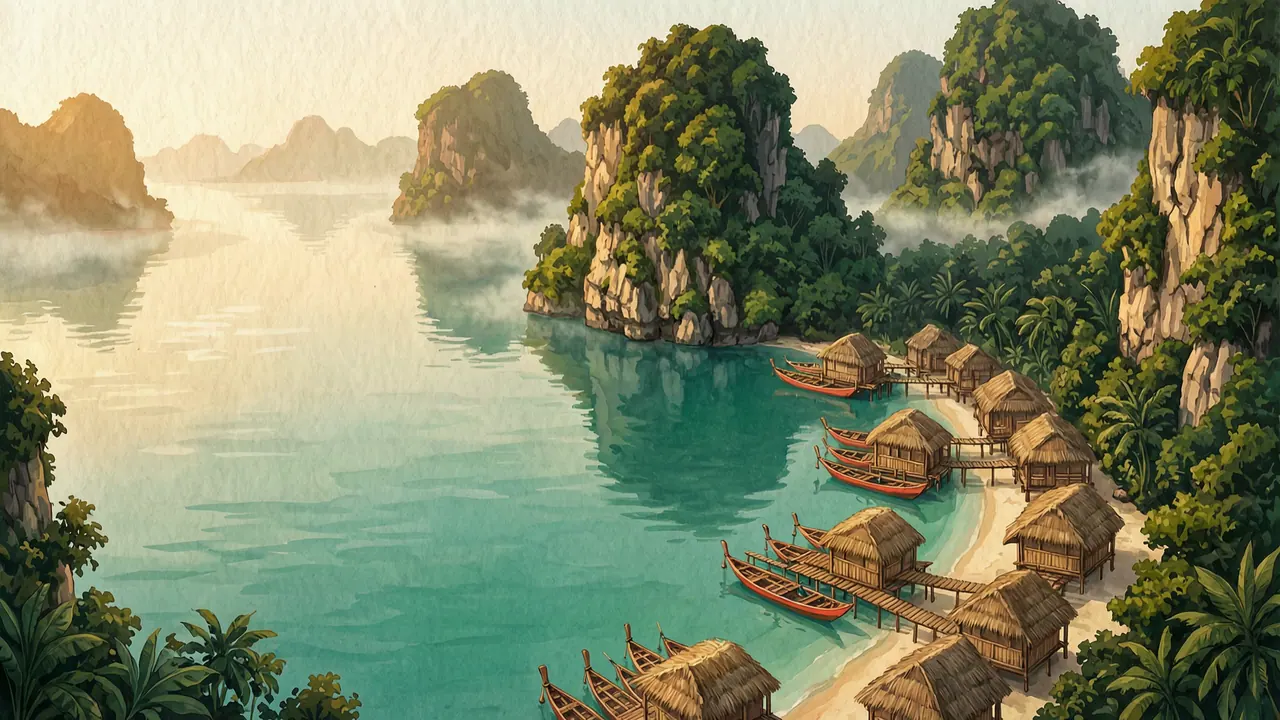 Painted illustration of Khao Sok